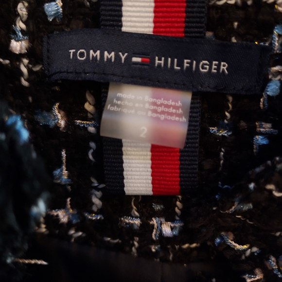 NWOT  Tommy Hilfiger tweed cropped blazer, size 2, navy, white, silver - Picture 6 of 11